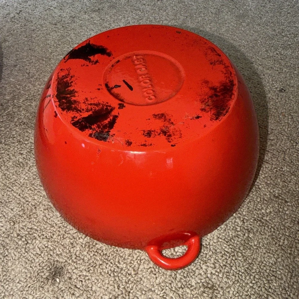Vintage Color Cast Iron Dutch Oven Red Apple/ Tomato Casserole Pot 8